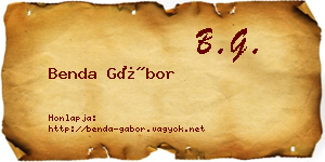 Benda Gábor névjegykártya